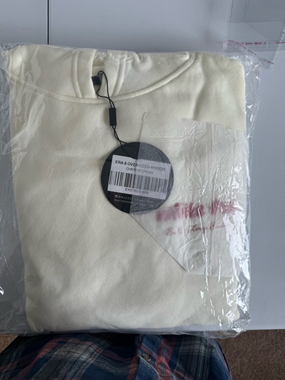 White Fox Boutique Era 8 Oversized  Cherry Cream Hoodie NWT Size SM/M